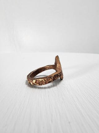 Textured Brass Star Ring