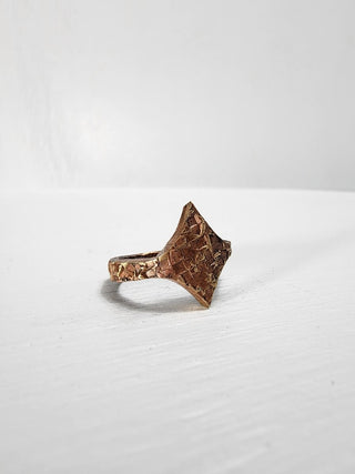 Textured Brass Star Ring