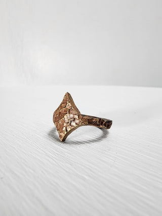 Textured Brass Star Ring