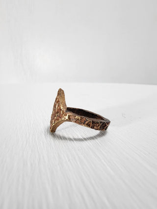 Textured Brass Star Ring