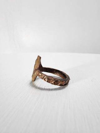 Textured Brass Star Ring