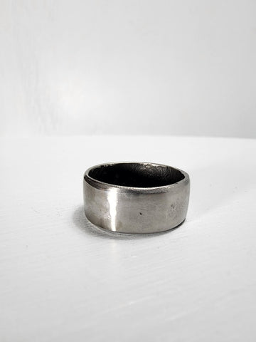 Smooth Stainless Steel Ring with a Sapphire Gemstone