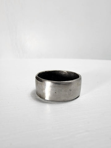 Smooth Stainless Steel Ring with a Sapphire Gemstone