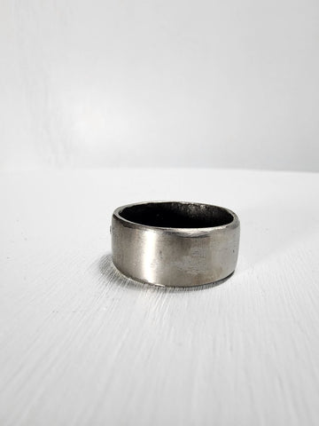 Smooth Stainless Steel Ring with a Sapphire Gemstone