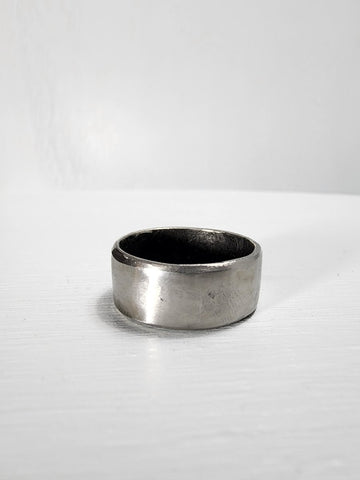 Smooth Stainless Steel Ring with a Sapphire Gemstone