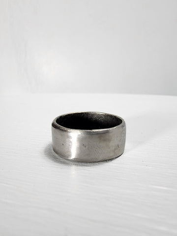 Smooth Stainless Steel Ring with a Sapphire Gemstone