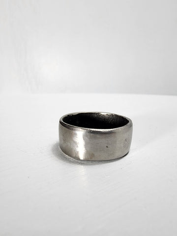 Smooth Stainless Steel Ring with a Sapphire Gemstone