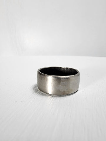 Smooth Stainless Steel Ring with a Sapphire Gemstone