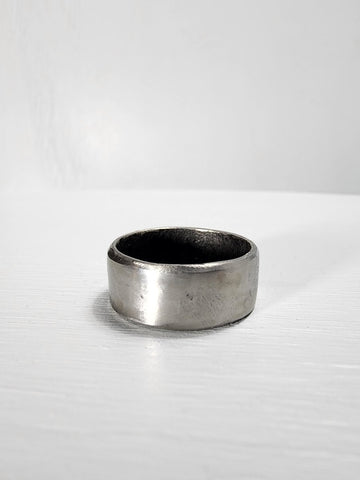 Smooth Stainless Steel Ring with a Sapphire Gemstone