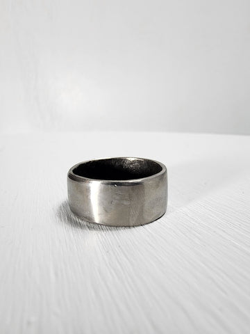 Smooth Stainless Steel Ring with a Sapphire Gemstone