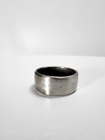 Smooth Stainless Steel Ring with a Sapphire Gemstone