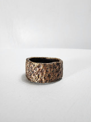 Black and Polished Textured Brass Ring