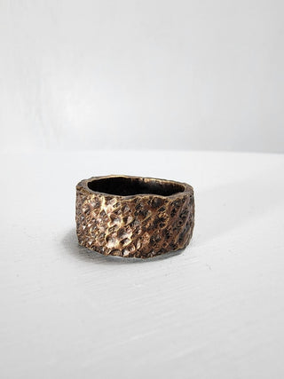 Black and Polished Textured Brass Ring