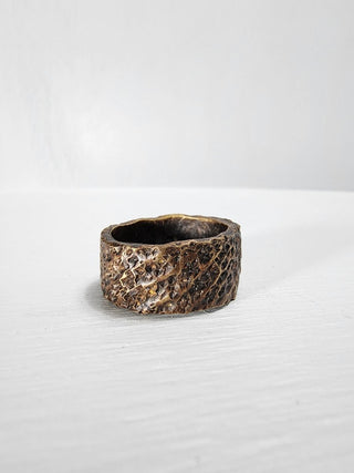 Black and Polished Textured Brass Ring