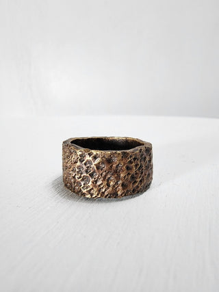 Black and Polished Textured Brass Ring