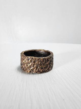 Black and Polished Textured Brass Ring