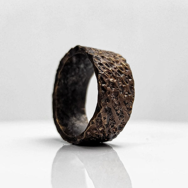 Black and Polished Textured Brass Ring