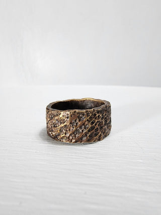 Black and Polished Textured Brass Ring