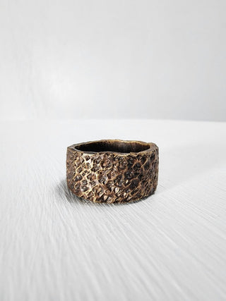 Black and Polished Textured Brass Ring