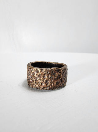 Black and Polished Textured Brass Ring