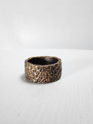 Black and Polished Textured Brass Ring