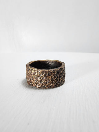 Black and Polished Textured Brass Ring