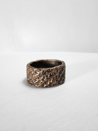 Black and Polished Textured Brass Ring