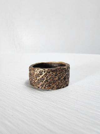 Black and Polished Textured Brass Ring