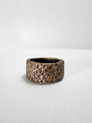 Black and Polished Textured Brass Ring