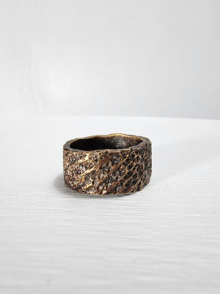 Black and Polished Textured Brass Ring