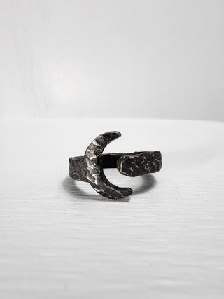 Black Stainless Steel Moon Ring