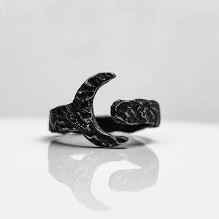 Black Stainless Steel Moon Ring