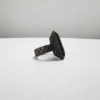 Black Textured Stainless Steel Ring with Split Facing