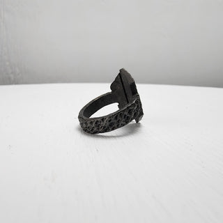 Black Textured Stainless Steel Ring with Split Facing