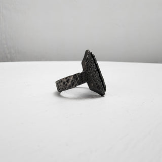 Black Textured Stainless Steel Ring with Split Facing