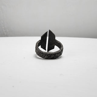 Black Textured Stainless Steel Ring with Split Facing