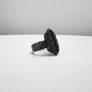 Black Textured Stainless Steel Ring with Split Facing