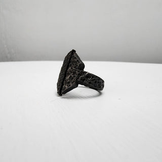 Black Textured Stainless Steel Ring with Split Facing