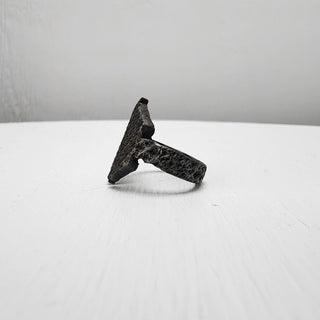 Black Textured Stainless Steel Ring with Split Facing