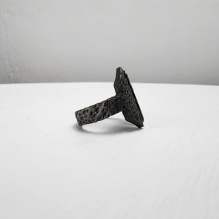 Black Textured Stainless Steel Ring with Split Facing