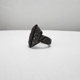 Black Textured Stainless Steel Ring with Split Facing