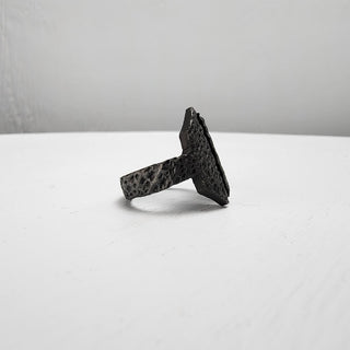 Black Textured Stainless Steel Ring with Split Facing