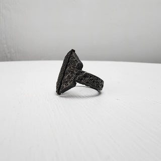 Black Textured Stainless Steel Ring with Split Facing