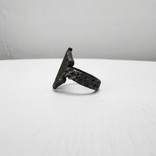 Black Textured Stainless Steel Ring with Split Facing