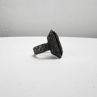 Black Textured Stainless Steel Ring with Split Facing