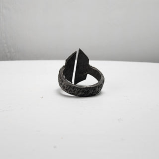 Black Textured Stainless Steel Ring with Split Facing