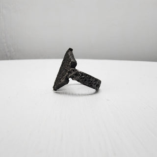 Black Textured Stainless Steel Ring with Split Facing