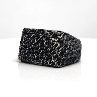 Black Textured Stainless Steel Signet Ring