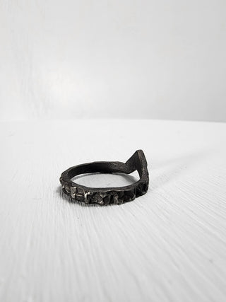 Black Textured and Pointed Stainless Steel Ring