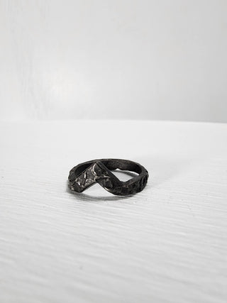 Black Textured and Pointed Stainless Steel Ring